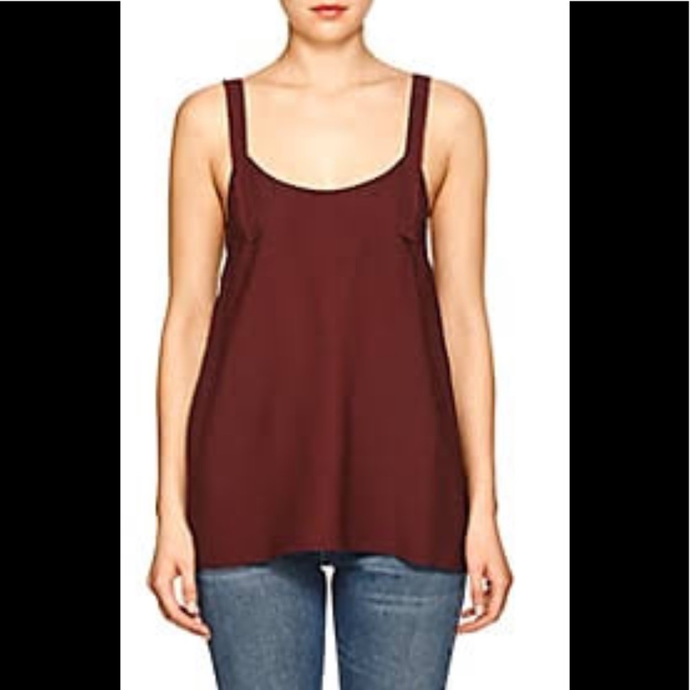 Helmut Lang back tie twill tank in pomegranate